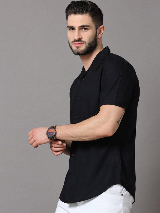 Men Black Slim Fit Casual Shirt