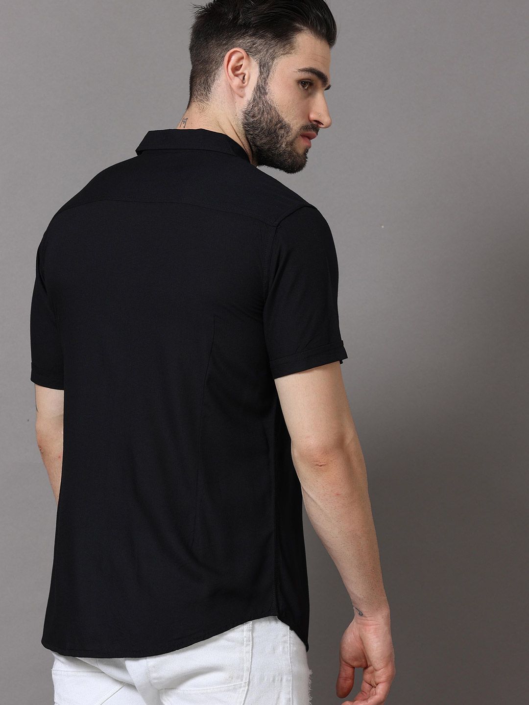 Men Black Slim Fit Casual Shirt