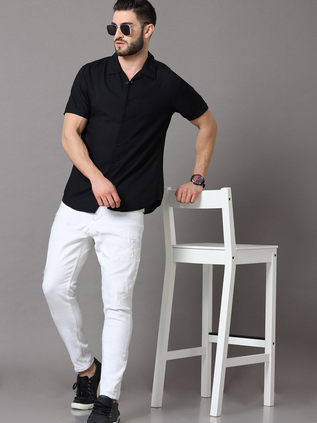 Men Black Slim Fit Casual Shirt