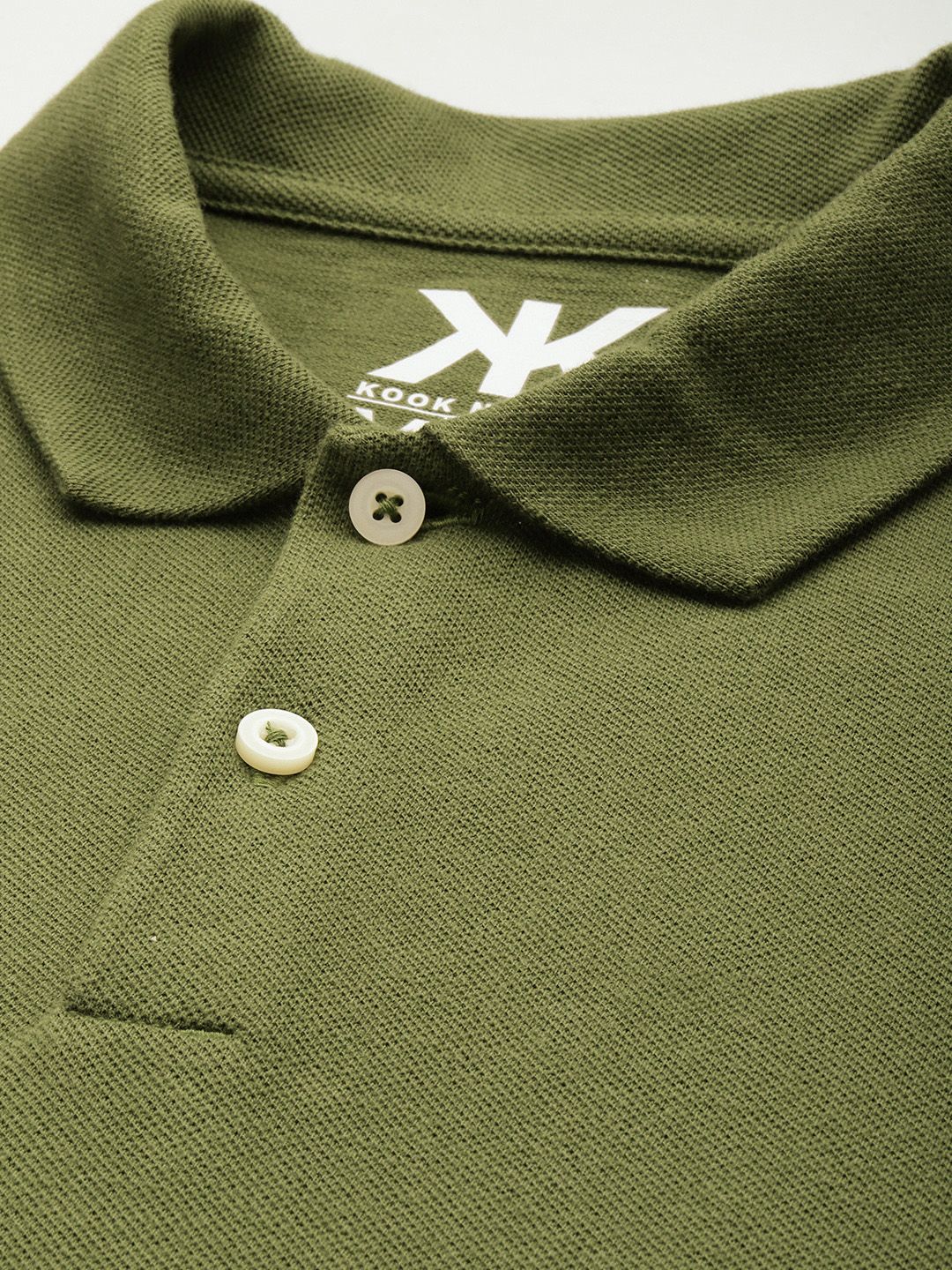 Solid Polo Collar Pure Cotton T-shirt