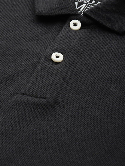 Solid Polo Collar Pure Cotton T-shirt