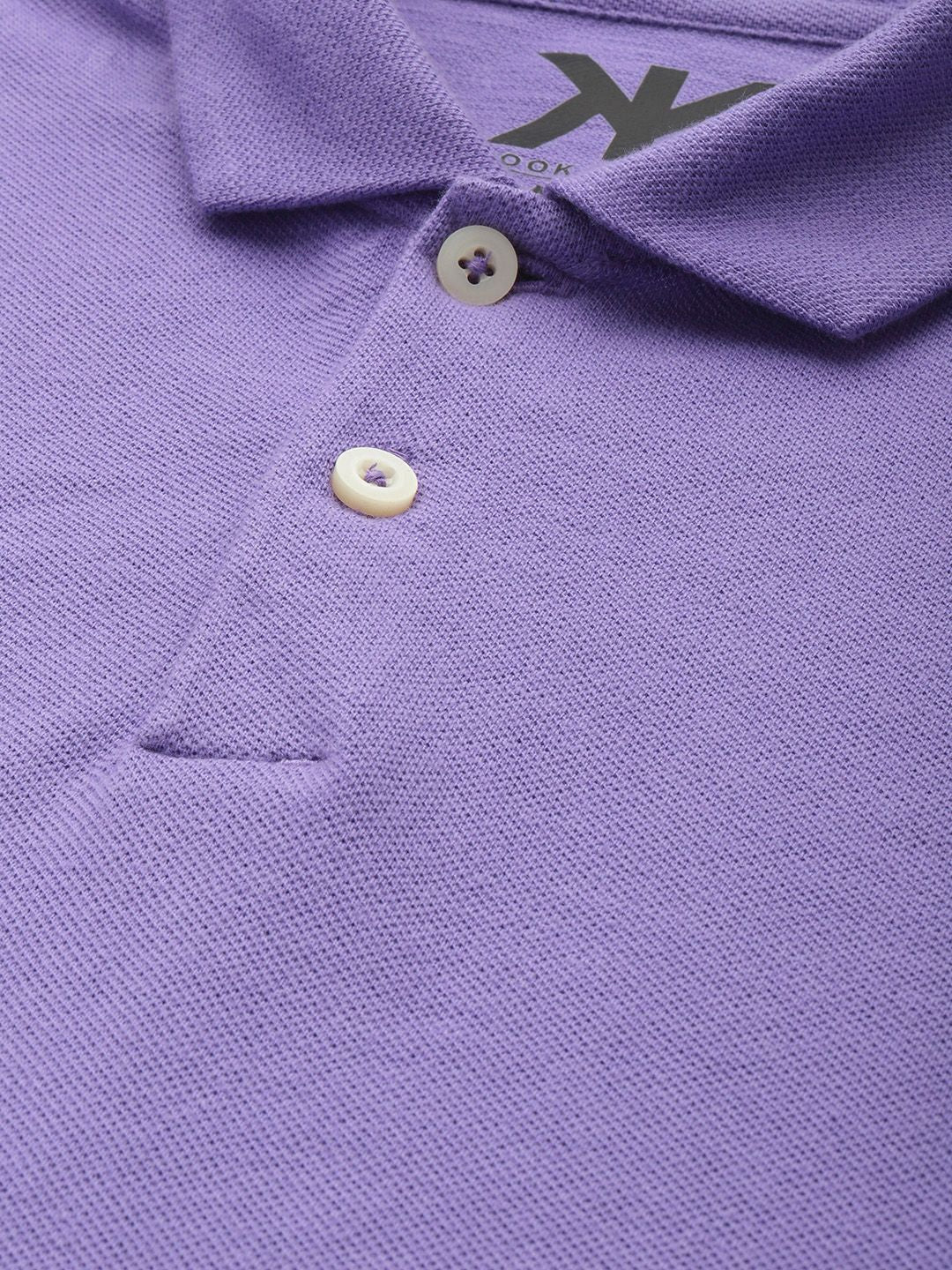 Solid Polo Collar Pure Cotton T-shirt