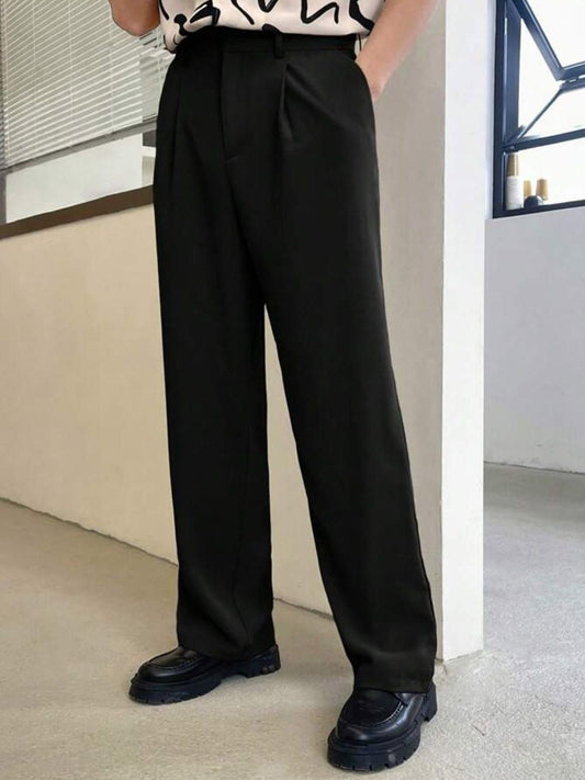 Men Smart Loose Fit Mid-Rise Trousers